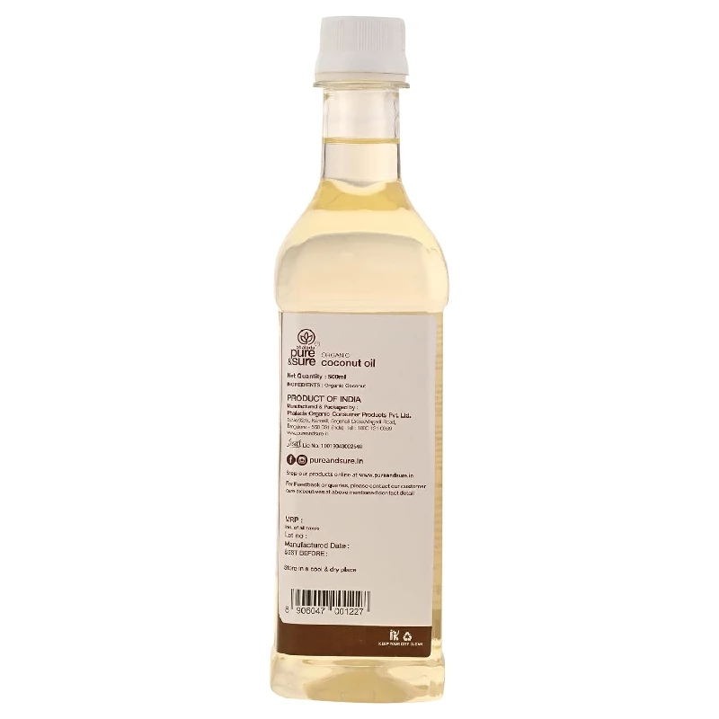 Pure & Sure Organic Coconut Oil Cold Pressed, 500 ml-2.webp